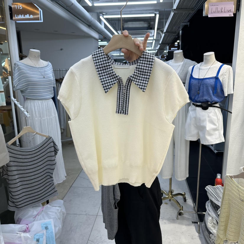 FLYFLY/LULULALLA/LIVE東大門代購女士新品真品針織衫格子FLYFLY/LULULALLA/LIVE針織衫圖色1