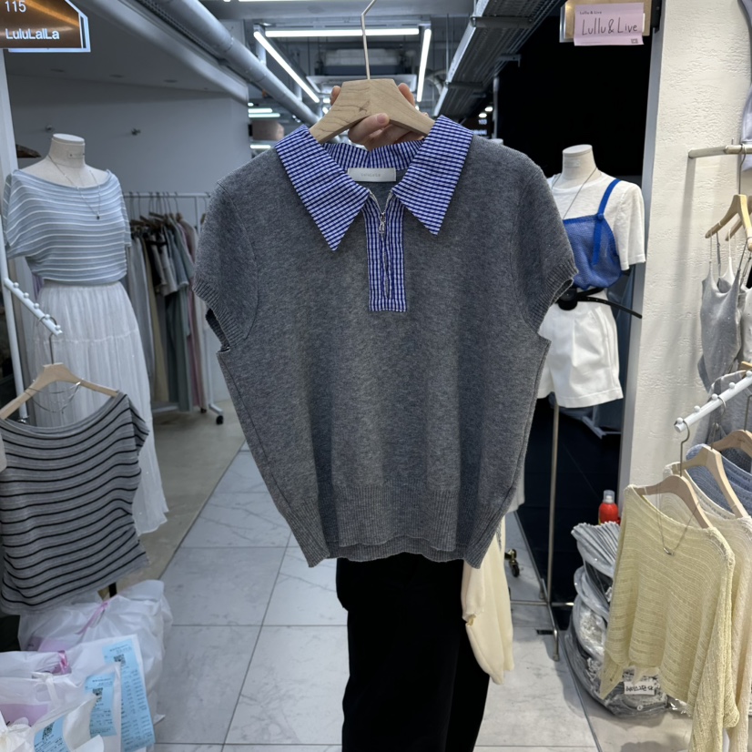 FLYFLY/LULULALLA/LIVE東大門代購女士新品真品針織衫格子FLYFLY/LULULALLA/LIVE針織衫圖色2