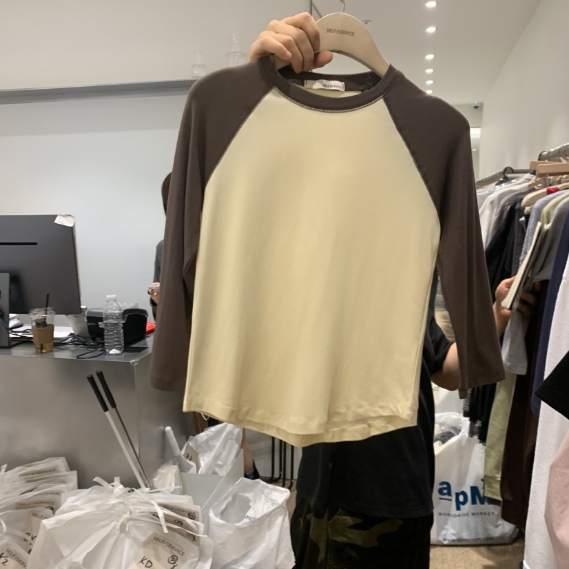 SELF SERVICE東大門實拍女裝新款26春夏人氣長袖T恤插肩袖SELF SERVICE長袖T恤圖色4