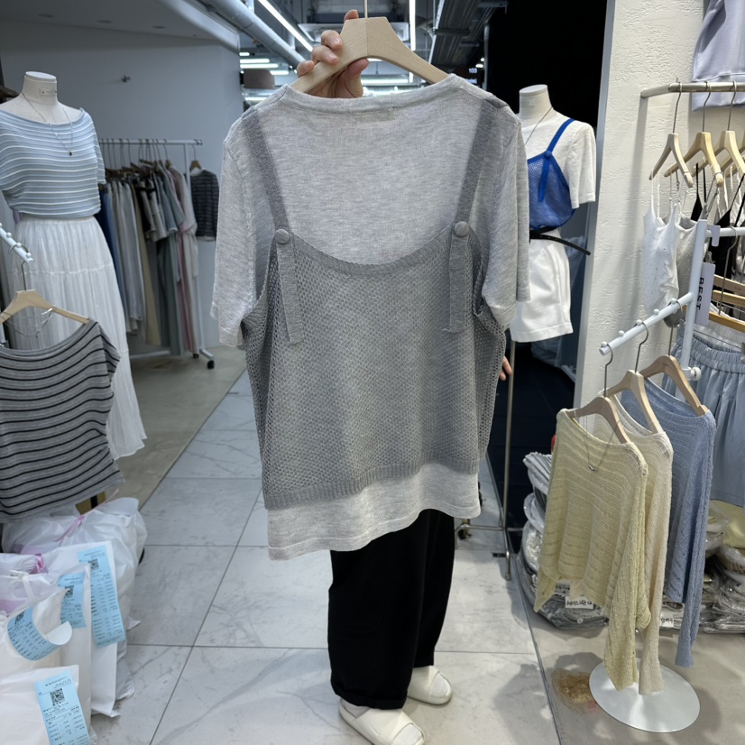 FLYFLY/LULULALLA/LIVE韓國直郵女裝新款休閑針織衫假兩件FLYFLY/LULULALLA/LIVE針織衫