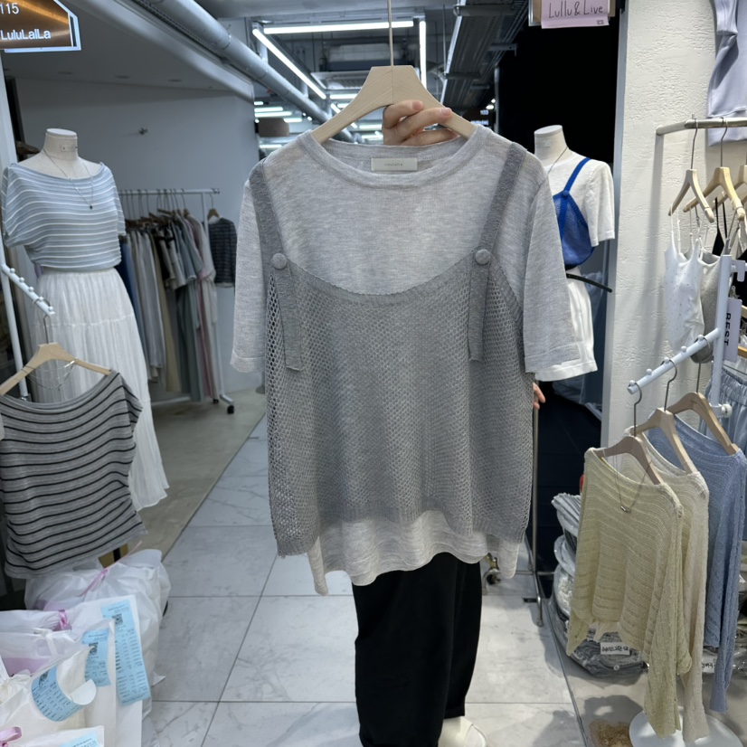 FLYFLY/LULULALLA/LIVE韓國直郵女裝新款休閑針織衫假兩件FLYFLY/LULULALLA/LIVE針織衫圖色1