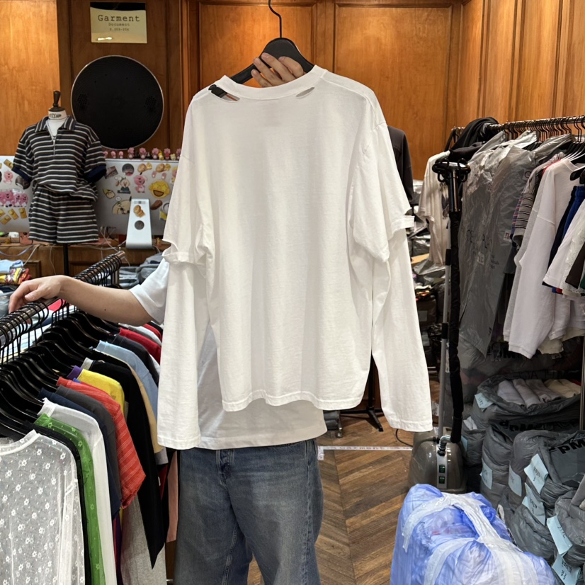 GARMENT-P韓國代購女士新品時尚26春夏人氣長袖T恤假兩件GARMENT長袖T恤