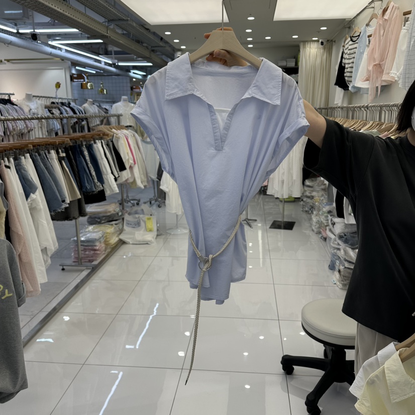 FLYFLY/LULULALLA/LIVE韓國直郵女裝新品職業襯衫蕾絲衫含腰帶FLYFLY/LULULALLA/LIVE襯衫/蕾絲衫圖色3