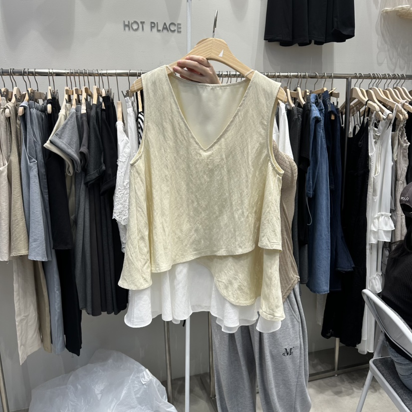 HOT PLACE/DREAM GIRIS/HOT ISSUE韓國直郵女士新品休閑吊帶背心假兩件HOT PLACE/DREAM GIRIS/HOT ISSUE吊帶/背心圖色1