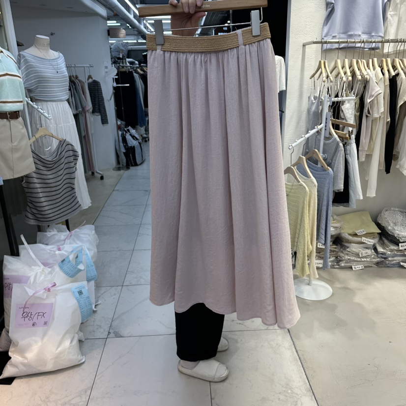 FLYFLY/LULULALLA/LIVE東大門代購女士新品休閑長裙含腰帶FLYFLY/LULULALLA/LIVE長裙