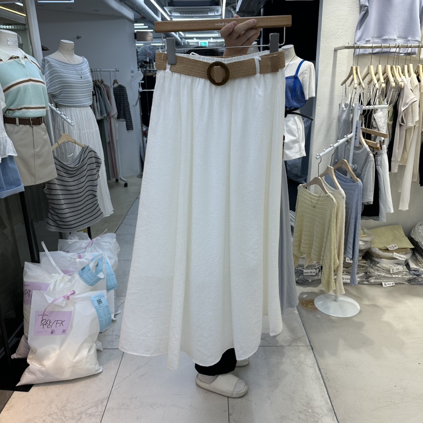 FLYFLY/LULULALLA/LIVE東大門代購女士新品休閑長裙含腰帶FLYFLY/LULULALLA/LIVE長裙圖色1