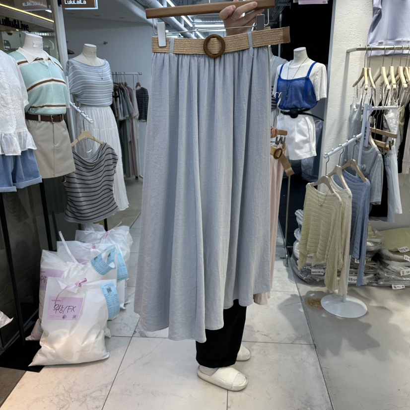 FLYFLY/LULULALLA/LIVE東大門代購女士新品休閑長裙含腰帶FLYFLY/LULULALLA/LIVE長裙圖色2