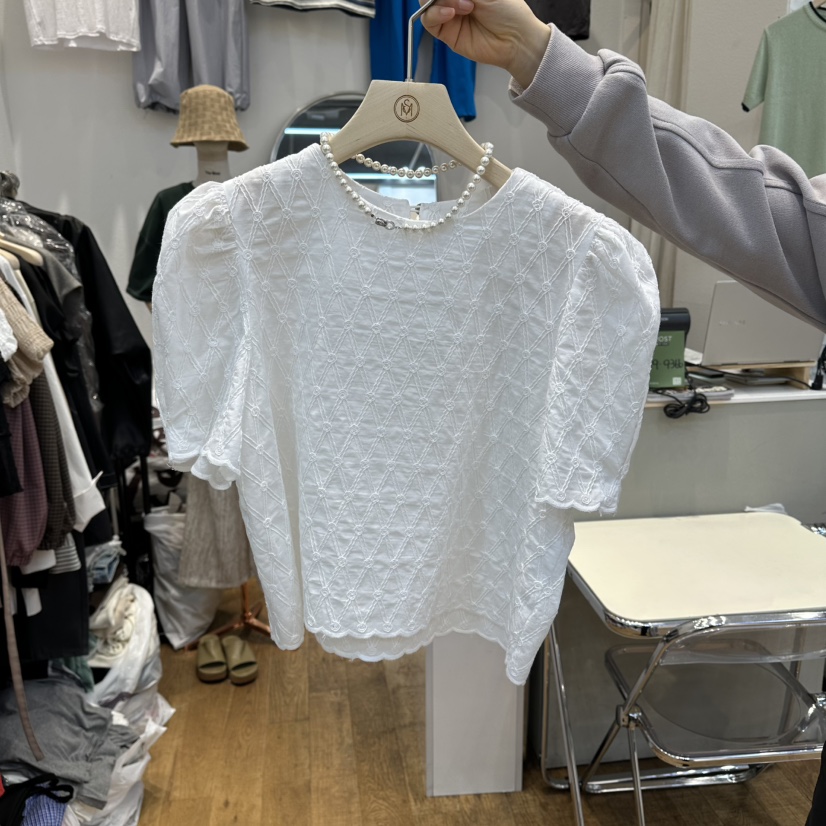 THE MOST-Q東大門實拍女士新款職業襯衫蕾絲衫不含項鏈THE MOST襯衫/蕾絲衫圖色1白色