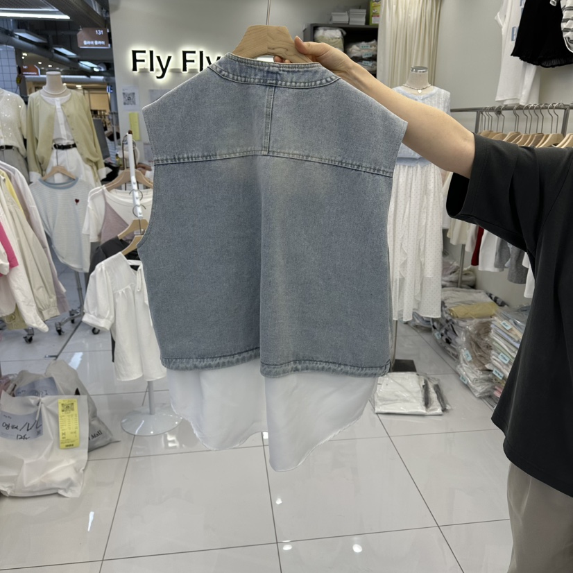 FLYFLY/LULULALLA/LIVE韓國代購女士新品休閑馬甲假兩件FLYFLY/LULULALLA/LIVE馬甲