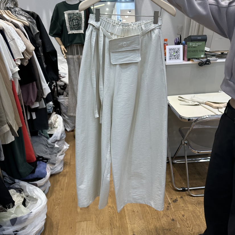 THE MOST-Q韓國直郵女士新款推薦職業26春夏長裙口袋腰帶THE MOST長裙圖色1