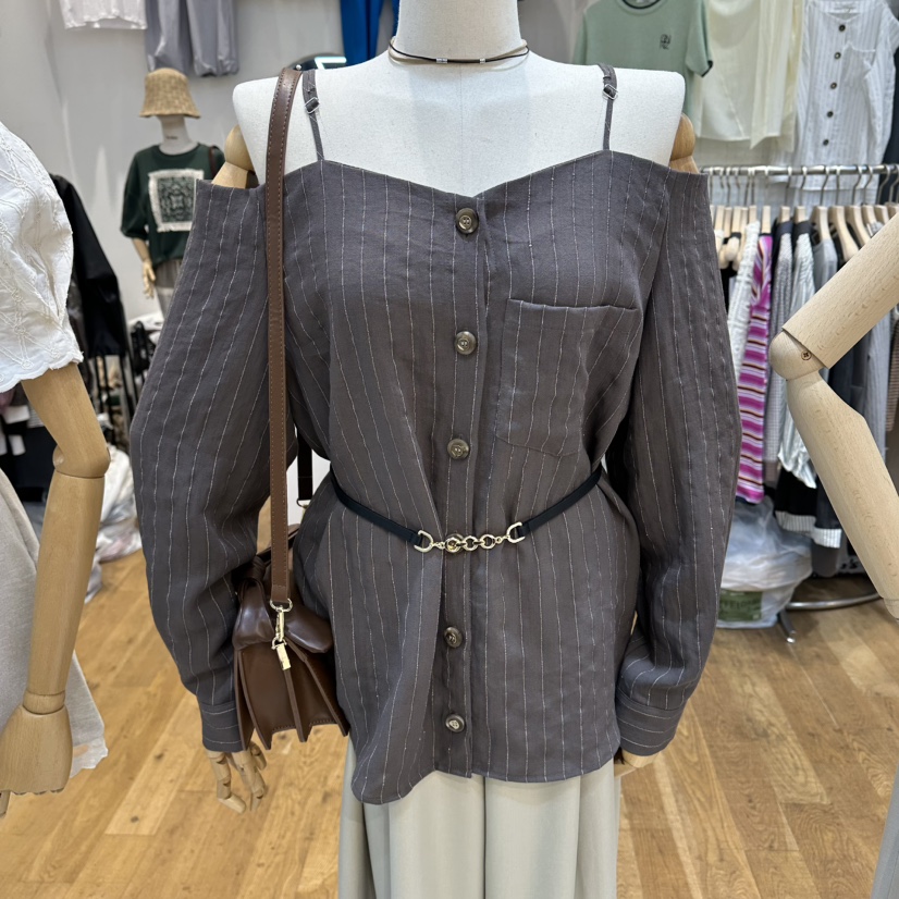 THE MOST-Q韓國代購女裝新品休閑推薦襯衫蕾絲衫不含腰帶THE MOST襯衫/蕾絲衫圖色2