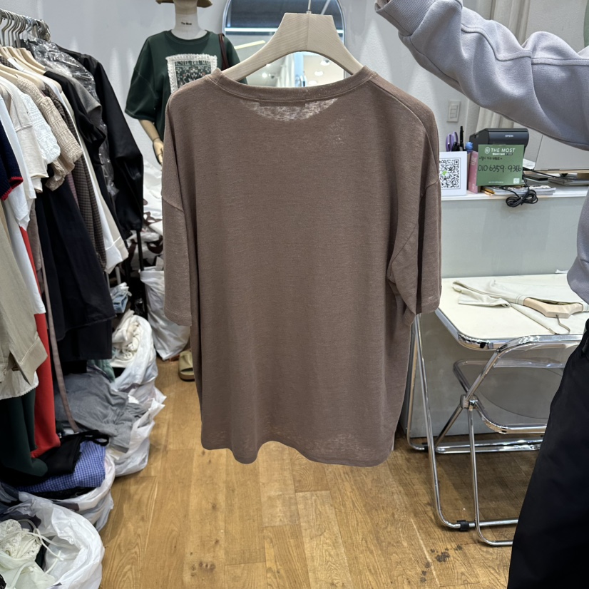 THE MOST-Q韓國直郵女士新款休閑職業熱賣真品T恤亞麻布THE MOSTT恤