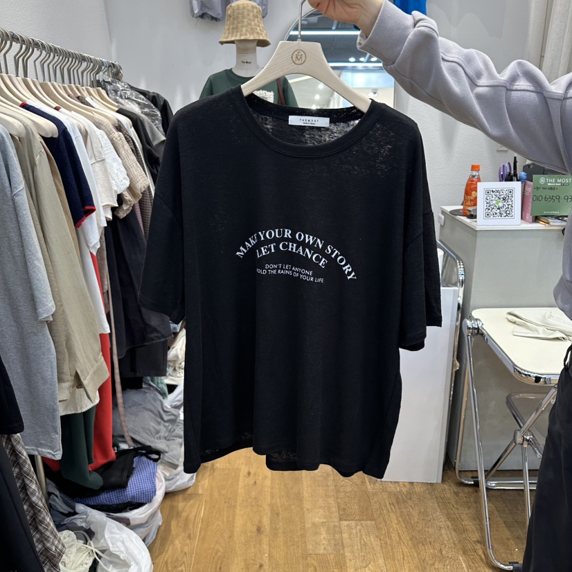 THE MOST-Q韓國直郵女士新款休閑職業熱賣真品T恤亞麻布THE MOSTT恤圖色2