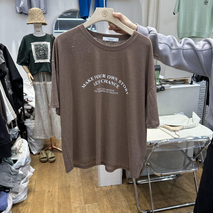 THE MOST-Q韓國直郵女士新款休閑職業熱賣真品T恤亞麻布THE MOSTT恤圖色3