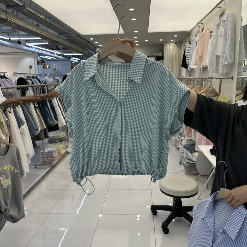 FLYFLY/LULULALLA/LIVE韓國直郵女士新款熱賣襯衫蕾絲衫格子FLYFLY/LULULALLA/LIVE襯衫/蕾絲衫圖色1