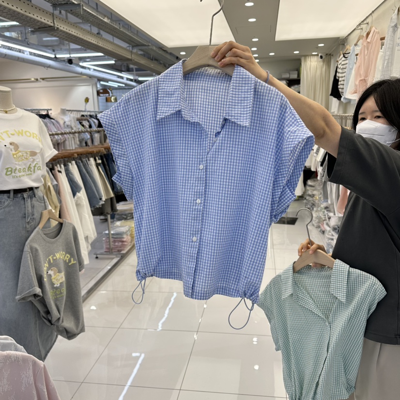 FLYFLY/LULULALLA/LIVE韓國直郵女士新款熱賣襯衫蕾絲衫格子FLYFLY/LULULALLA/LIVE襯衫/蕾絲衫圖色2