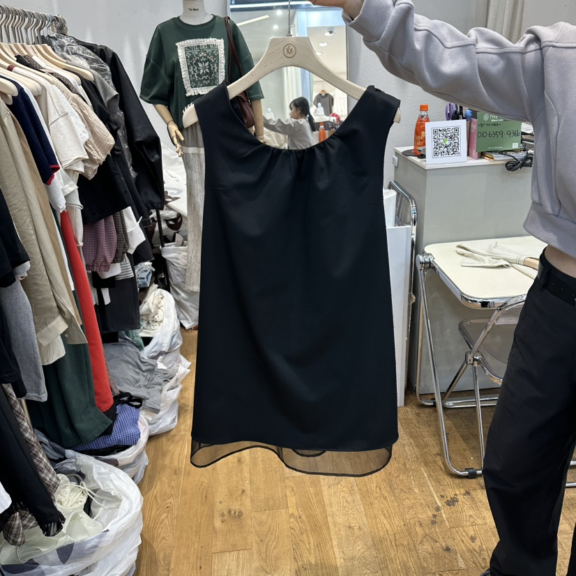 THE MOST-Q東大門實拍女士新款時尚吊帶背心不含項鏈歐根紗褶皺THE MOST吊帶/背心圖色2