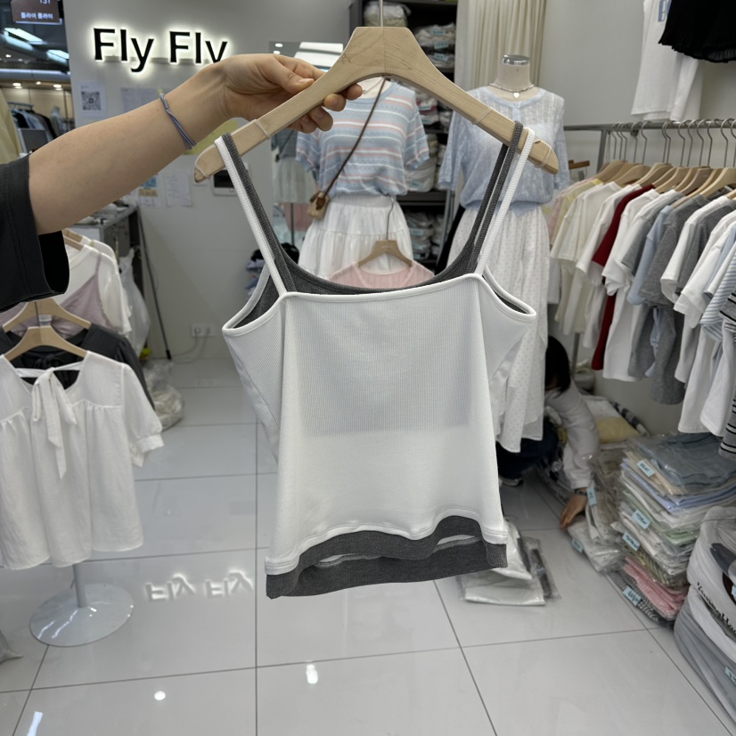 FLYFLY/LULULALLA/LIVE韓國代購女士新款時尚吊帶背心假兩件FLYFLY/LULULALLA/LIVE吊帶/背心
