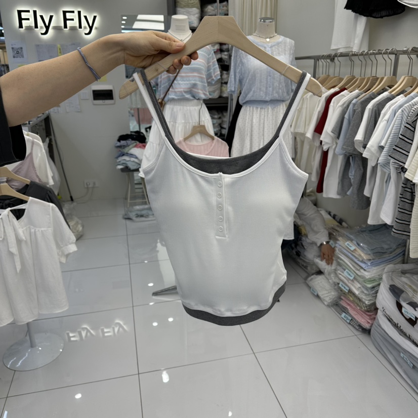 FLYFLY/LULULALLA/LIVE韓國代購女士新款時尚吊帶背心假兩件FLYFLY/LULULALLA/LIVE吊帶/背心圖色1