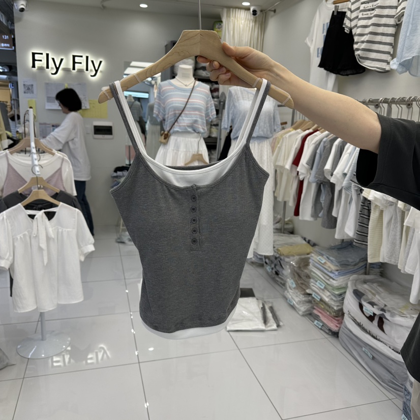 FLYFLY/LULULALLA/LIVE韓國代購女士新款時尚吊帶背心假兩件FLYFLY/LULULALLA/LIVE吊帶/背心圖色3