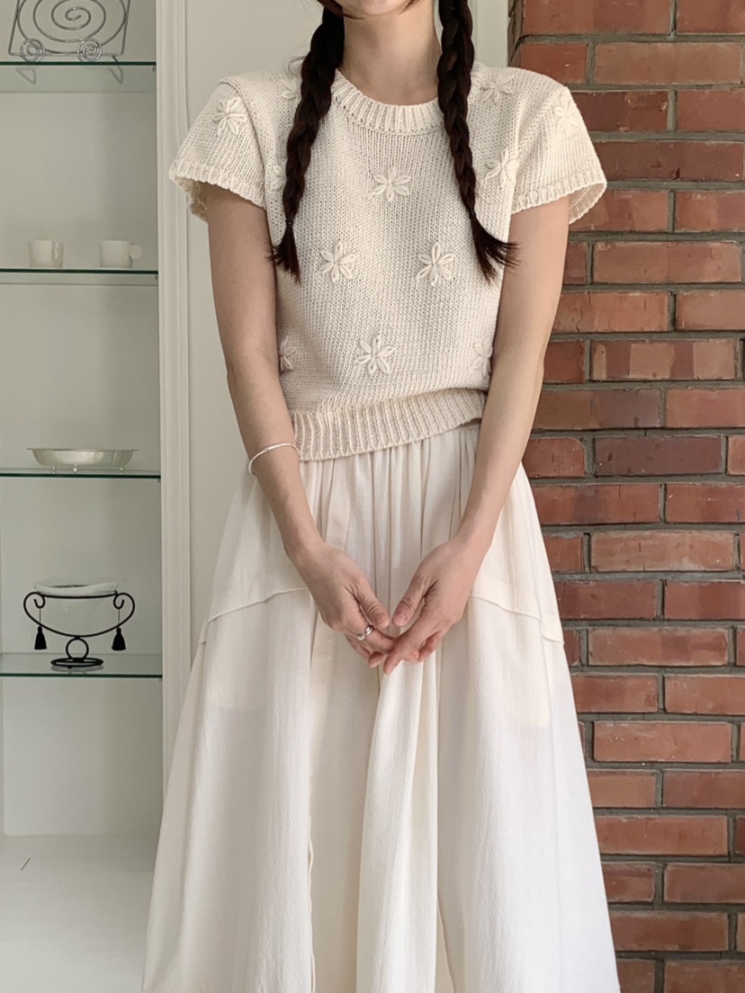 RE:OPENING韓國直郵女裝新款真品職業熱賣針織衫刺繡花朵RE:OPENING針織衫