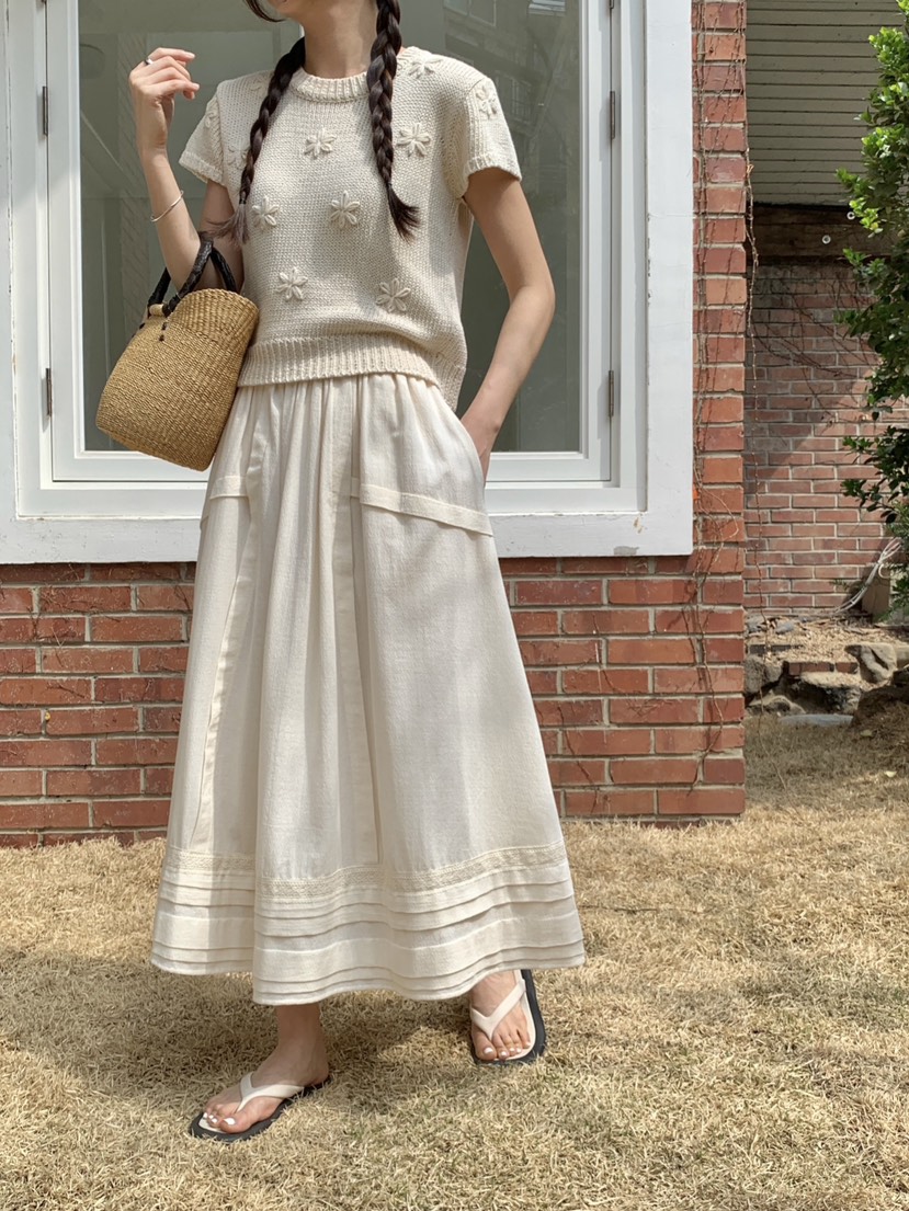 RE:OPENING韓國直郵女裝新款真品職業熱賣針織衫刺繡花朵RE:OPENING針織衫