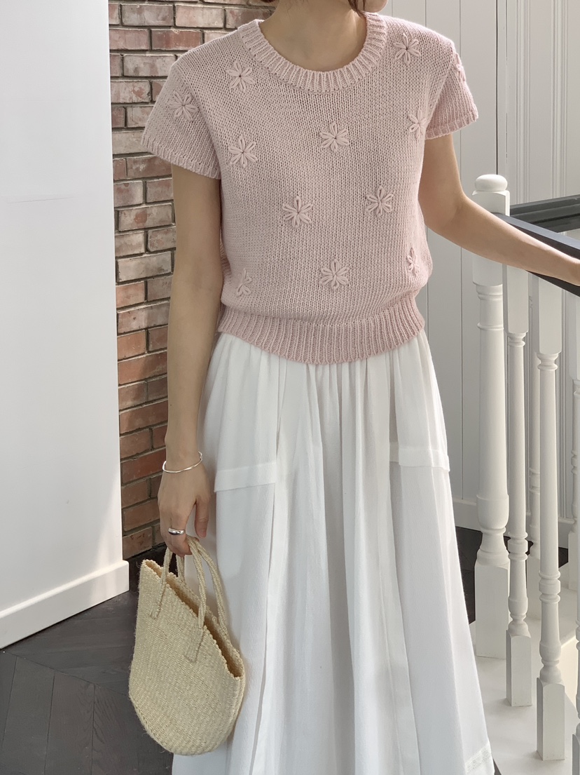 RE:OPENING韓國直郵女裝新款真品職業熱賣針織衫刺繡花朵RE:OPENING針織衫