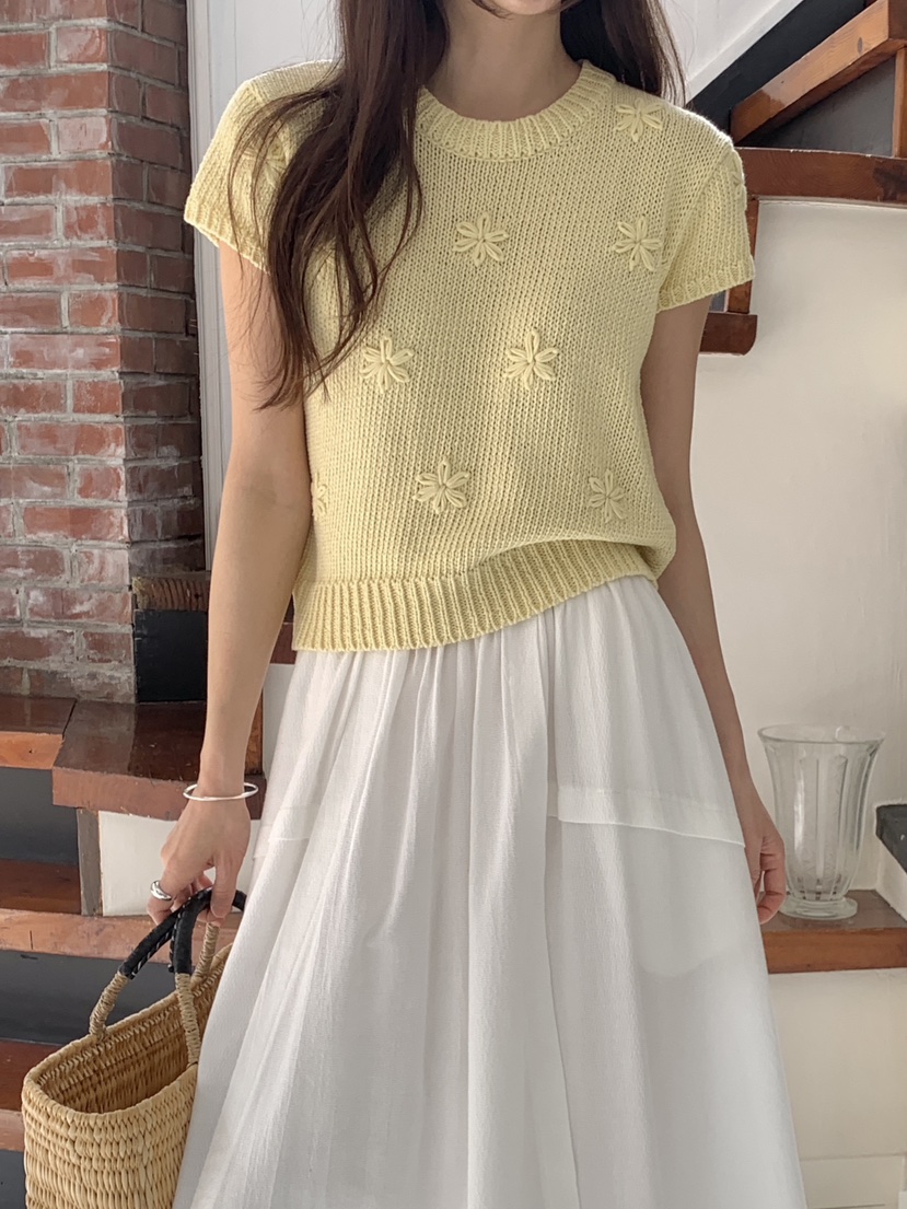 RE:OPENING韓國直郵女裝新款真品職業熱賣針織衫刺繡花朵RE:OPENING針織衫