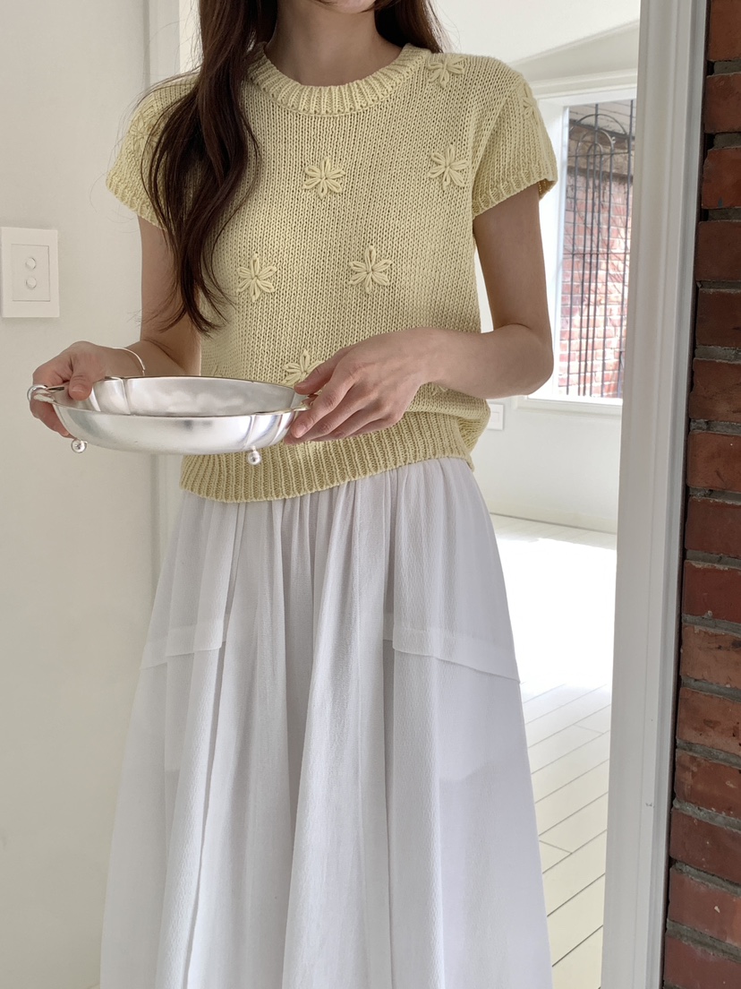 RE:OPENING韓國直郵女裝新款真品職業熱賣針織衫刺繡花朵RE:OPENING針織衫