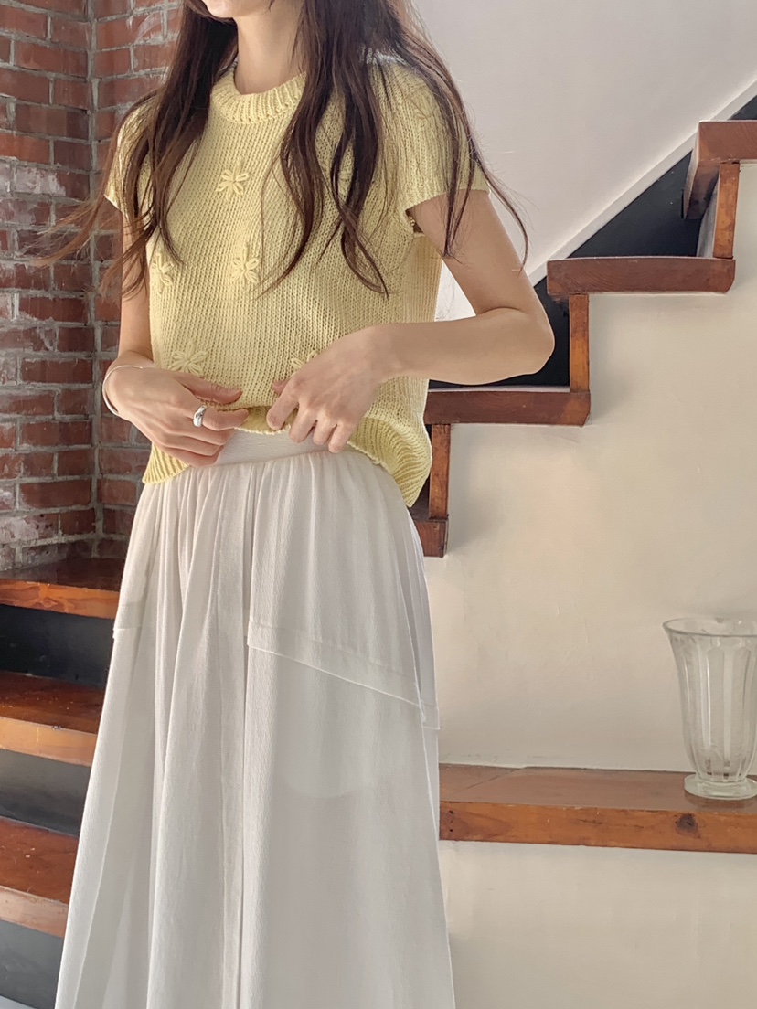 RE:OPENING韓國直郵女裝新款真品職業熱賣針織衫刺繡花朵RE:OPENING針織衫