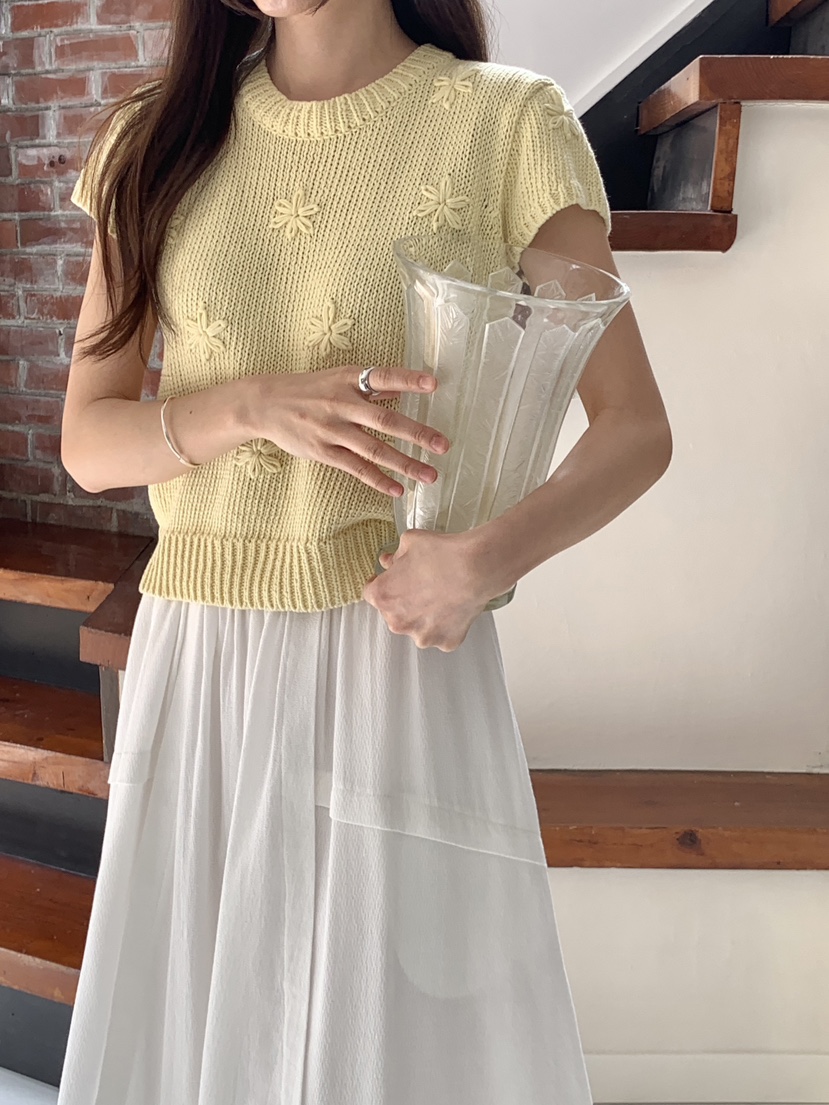 RE:OPENING韓國直郵女裝新款真品職業熱賣針織衫刺繡花朵RE:OPENING針織衫