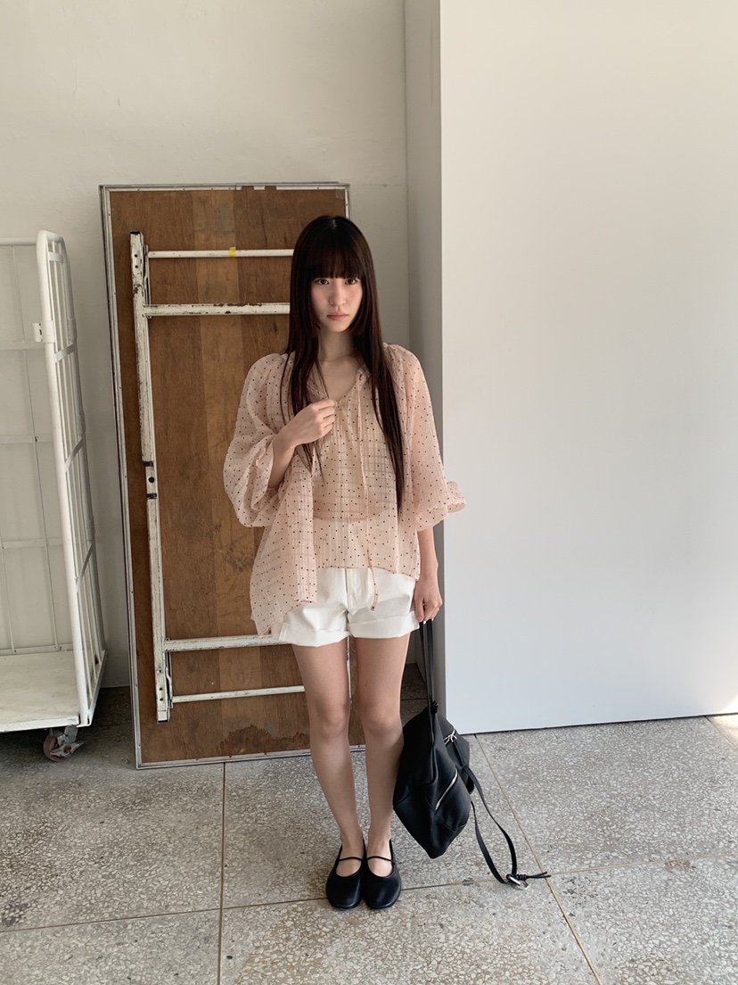 LOGARDEN東大門實拍女士新品推薦時尚26春夏襯衫蕾絲衫褶皺LO GARDEN襯衫/蕾絲衫