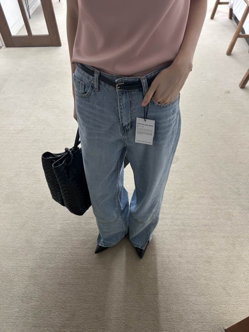 ME MO韓國代購女士新款時尚職業人氣休閑牛仔褲不含腰帶ME MO牛仔褲