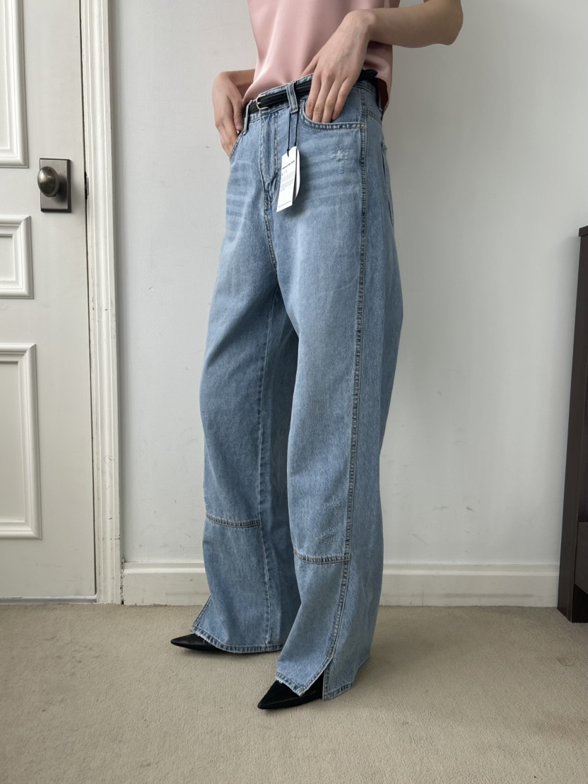 ME MO韓國代購女士新款時尚職業人氣休閑牛仔褲不含腰帶ME MO牛仔褲