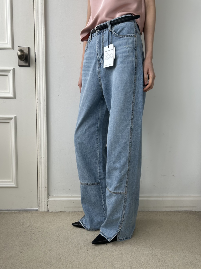 ME MO韓國代購女士新款時尚職業人氣休閑牛仔褲不含腰帶ME MO牛仔褲