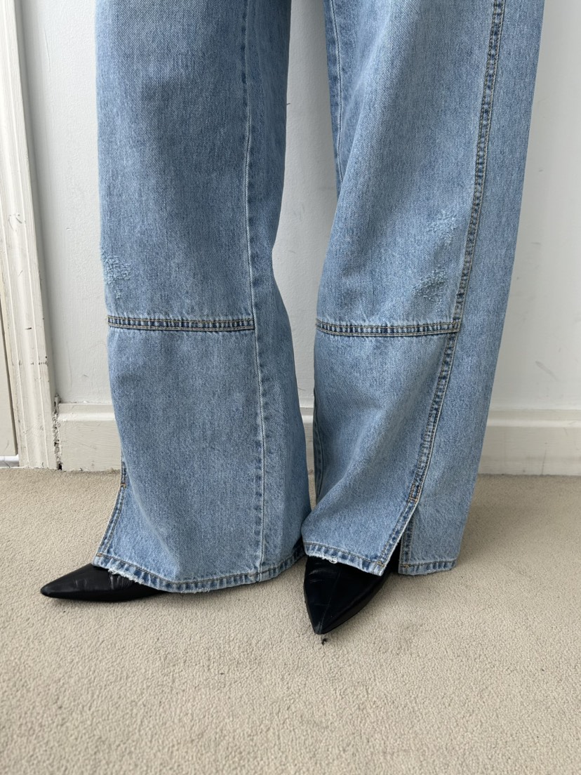 ME MO韓國代購女士新款時尚職業人氣休閑牛仔褲不含腰帶ME MO牛仔褲