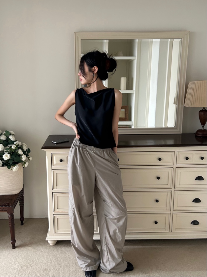 ME MO韓國代購女士新款熱賣時尚推薦人氣休閑吊帶背心緞面ME MO吊帶/背心