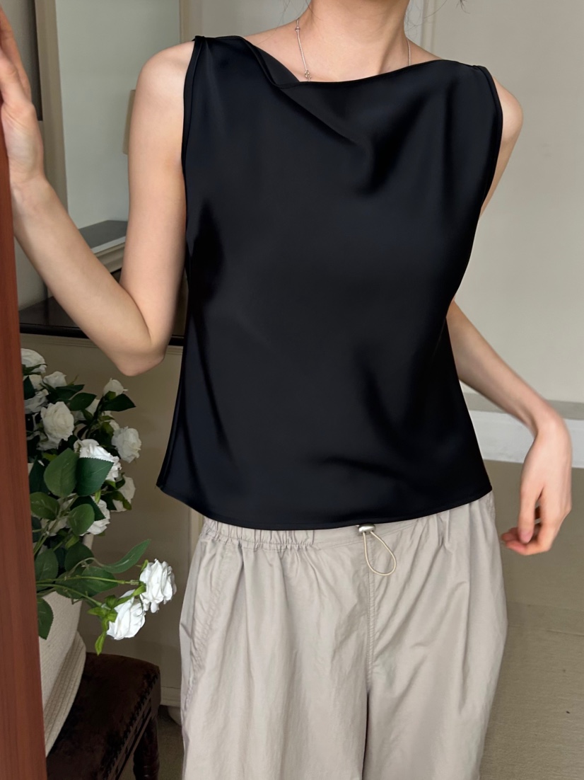 ME MO韓國代購女士新款熱賣時尚推薦人氣休閑吊帶背心緞面ME MO吊帶/背心