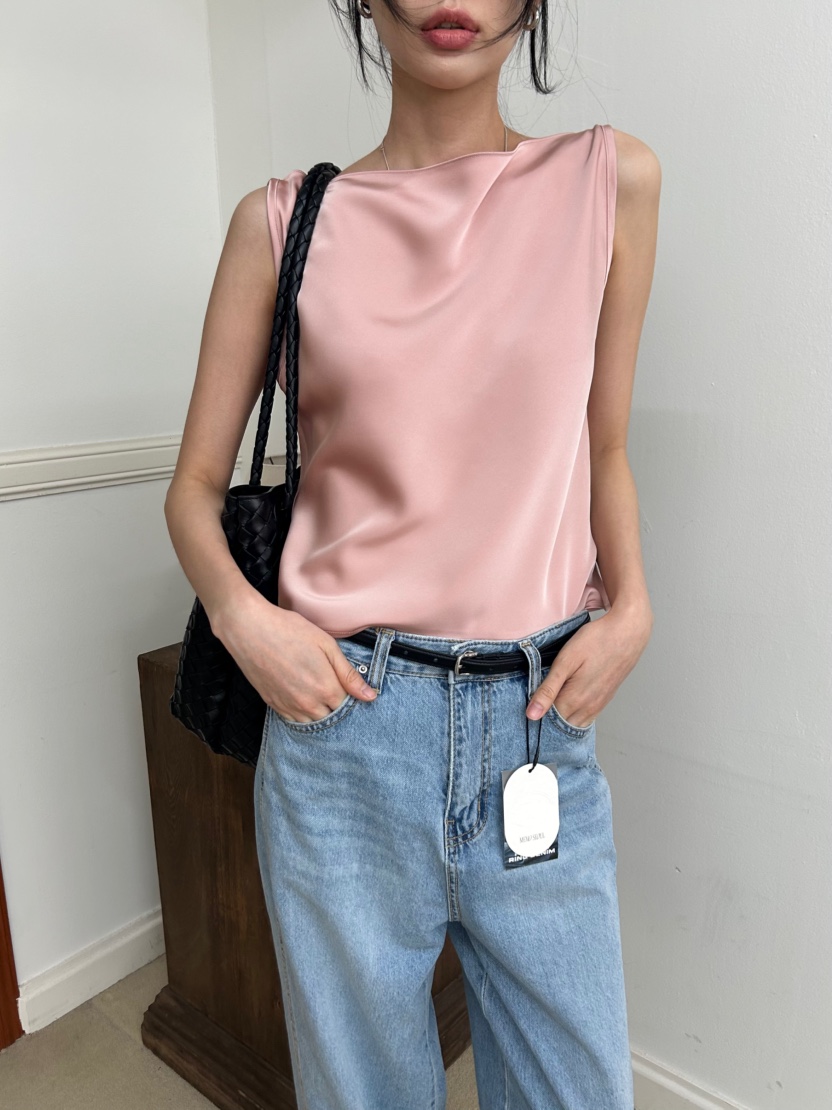 ME MO韓國代購女士新款熱賣時尚推薦人氣休閑吊帶背心緞面ME MO吊帶/背心圖色1