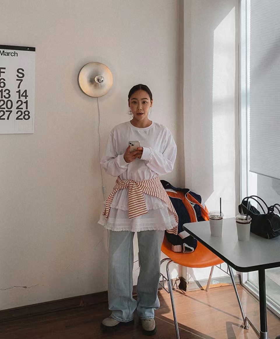 L V C東大門直郵女裝新款26春夏人氣休閑推薦真品長袖T恤L_V_C長袖T恤