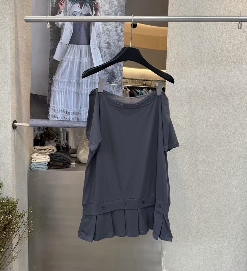 SYMBOL韓國直郵實拍女裝新品推薦職業熱賣人氣T恤褶裥紐扣SYMBOLT恤圖色3