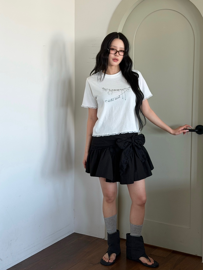 YES韓國直郵實拍女士新款熱賣推薦時尚職業26春夏短裙圍巾YES短裙