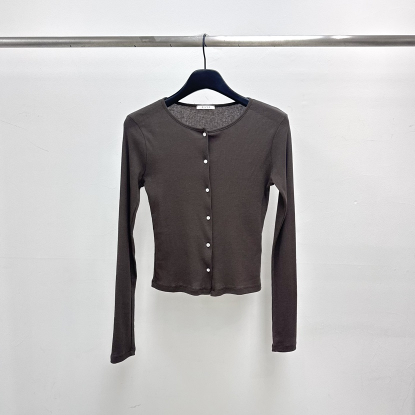 RIVER韓國直郵實拍女裝新款推薦休閑時尚長袖T恤棉質開衫WATER/RIVER長袖T恤圖色1