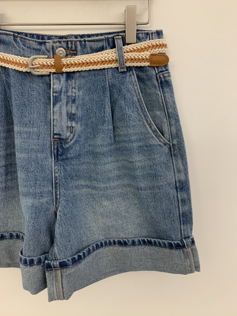 UNDER KEY韓國東大門代購女士新品休閑熱賣短褲含腰帶系帶UNDER KEY短褲