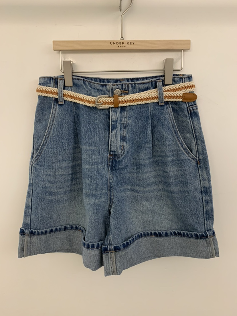 UNDER KEY韓國東大門代購女士新品休閑熱賣短褲含腰帶系帶UNDER KEY短褲圖色1