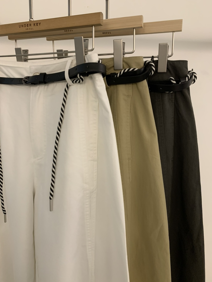 UNDER KEY韓國東大門代購女士新品26春夏休閑褲含腰帶系帶UNDER KEY休閑褲