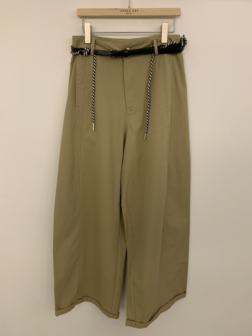 UNDER KEY韓國東大門代購女士新品26春夏休閑褲含腰帶系帶UNDER KEY休閑褲圖色1