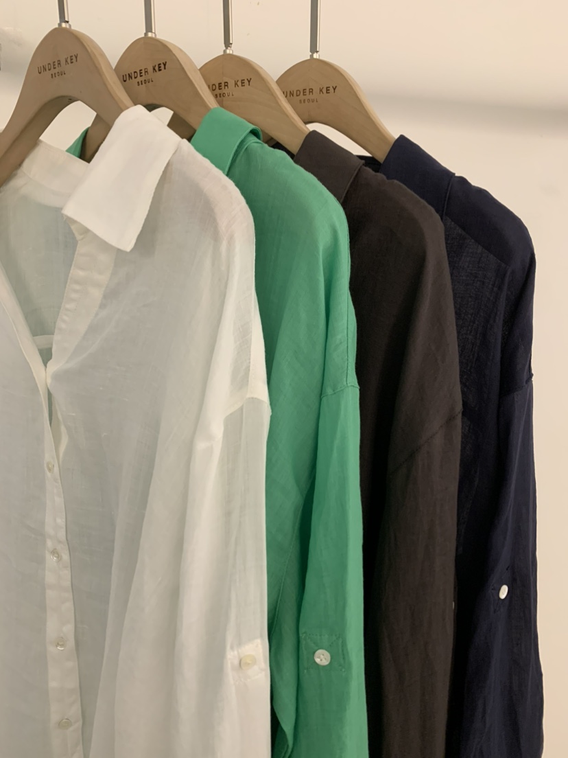 UNDER KEY韓國東大門代購女裝新款人氣襯衫蕾絲衫亞麻布UNDER KEY襯衫/蕾絲衫