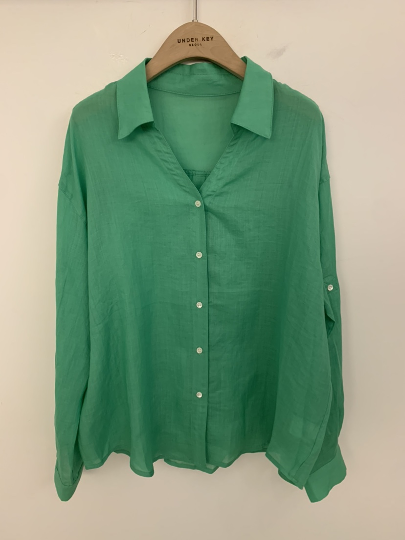 UNDER KEY韓國東大門代購女裝新款人氣襯衫蕾絲衫亞麻布UNDER KEY襯衫/蕾絲衫圖色1