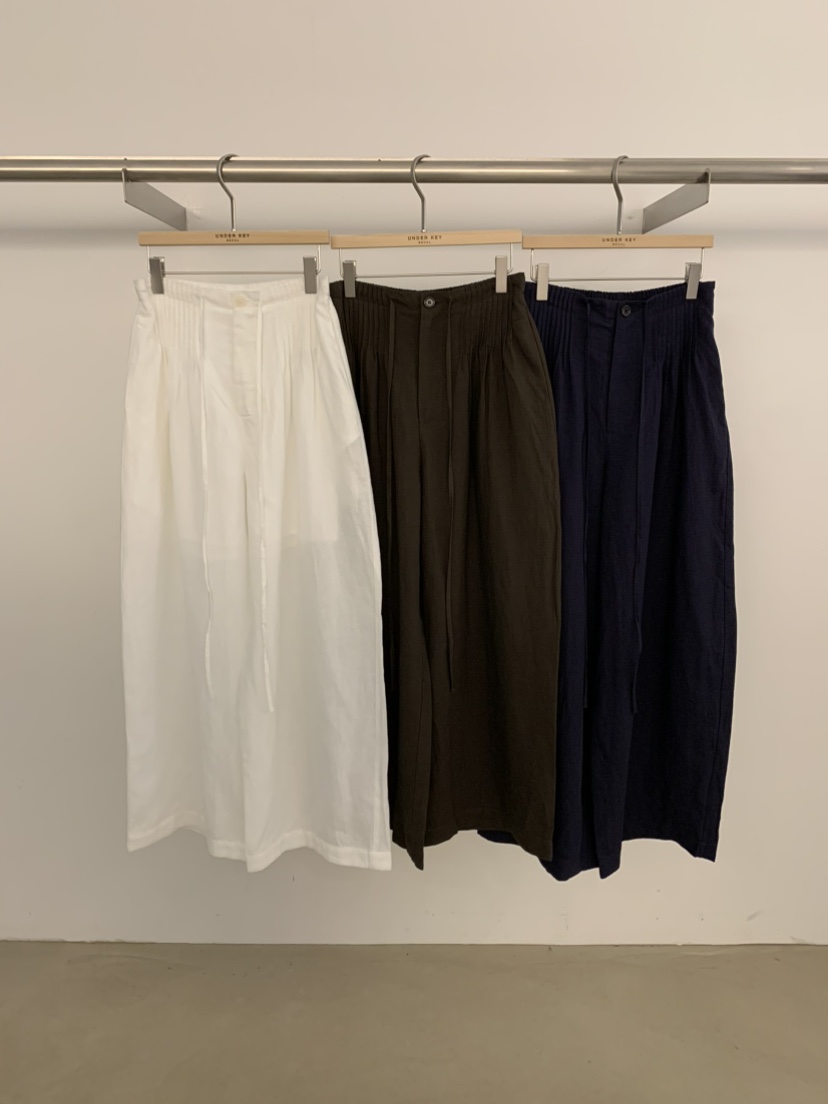 UNDER KEY韓國東大門代購女裝新品時尚休閑褲亞麻布褶裥UNDER KEY休閑褲